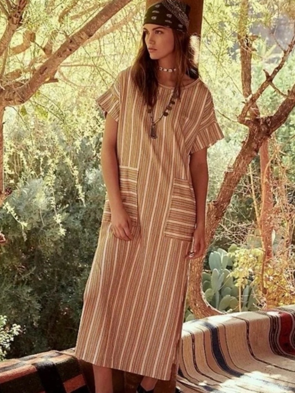 Free People Beach Endless Summer Marguerite Tee Maxi Dress Sand Combo Size Small
